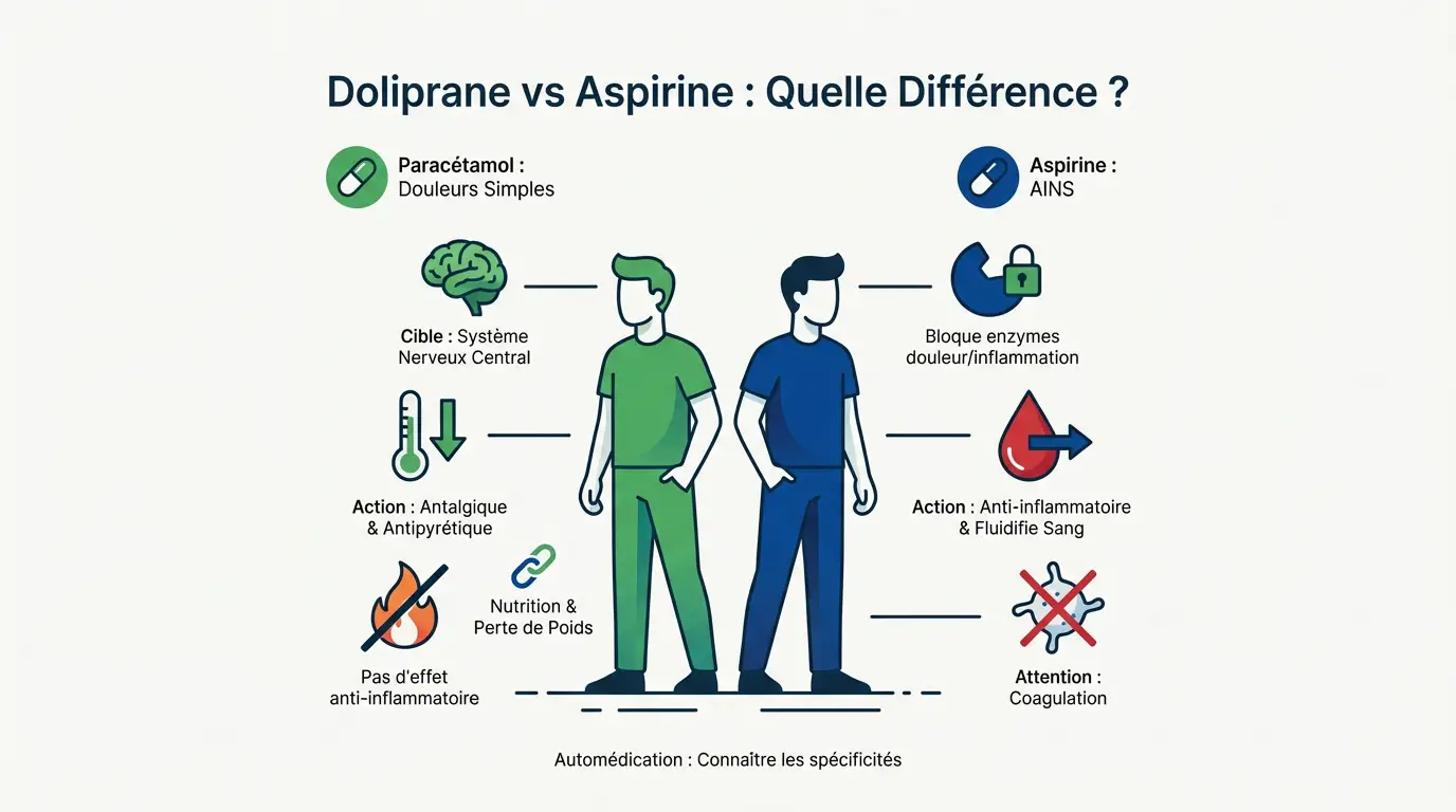 Comparaison Doliprane et aspirine