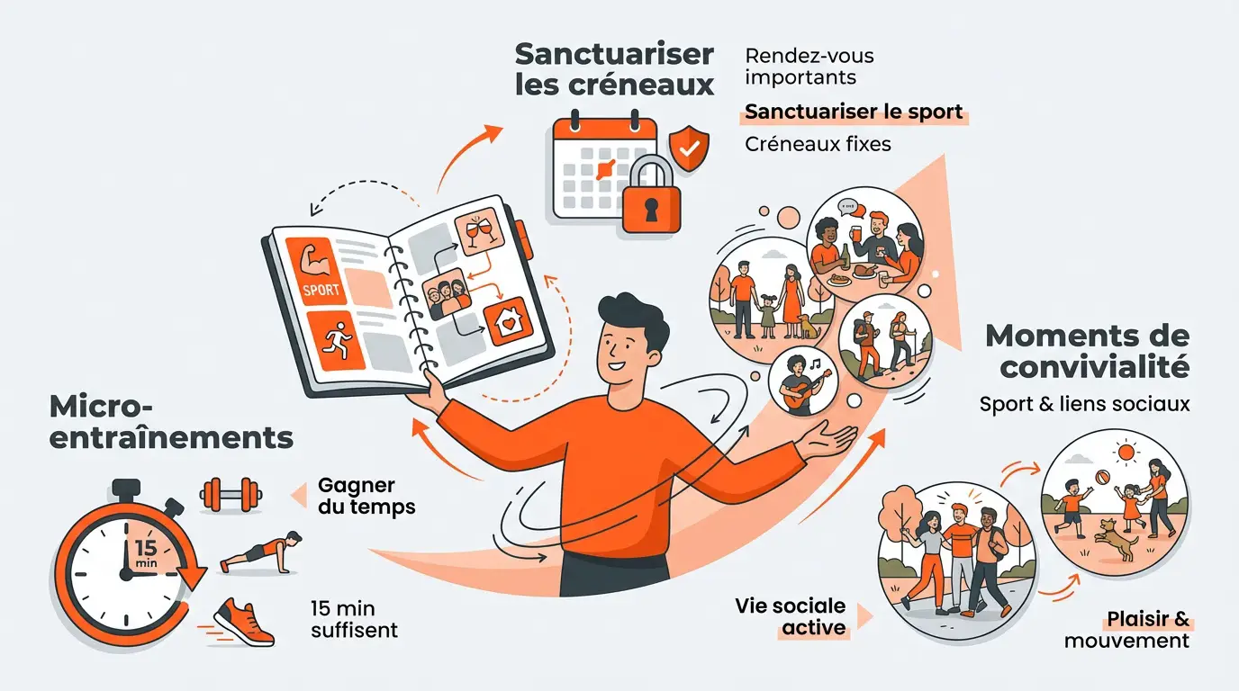 Une personne organisant son agenda pour concilier sport et vie sociale