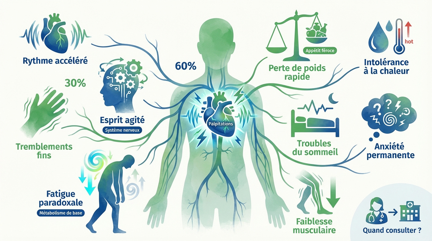Illustration des palpitations liées à l'hyperthyroïdie