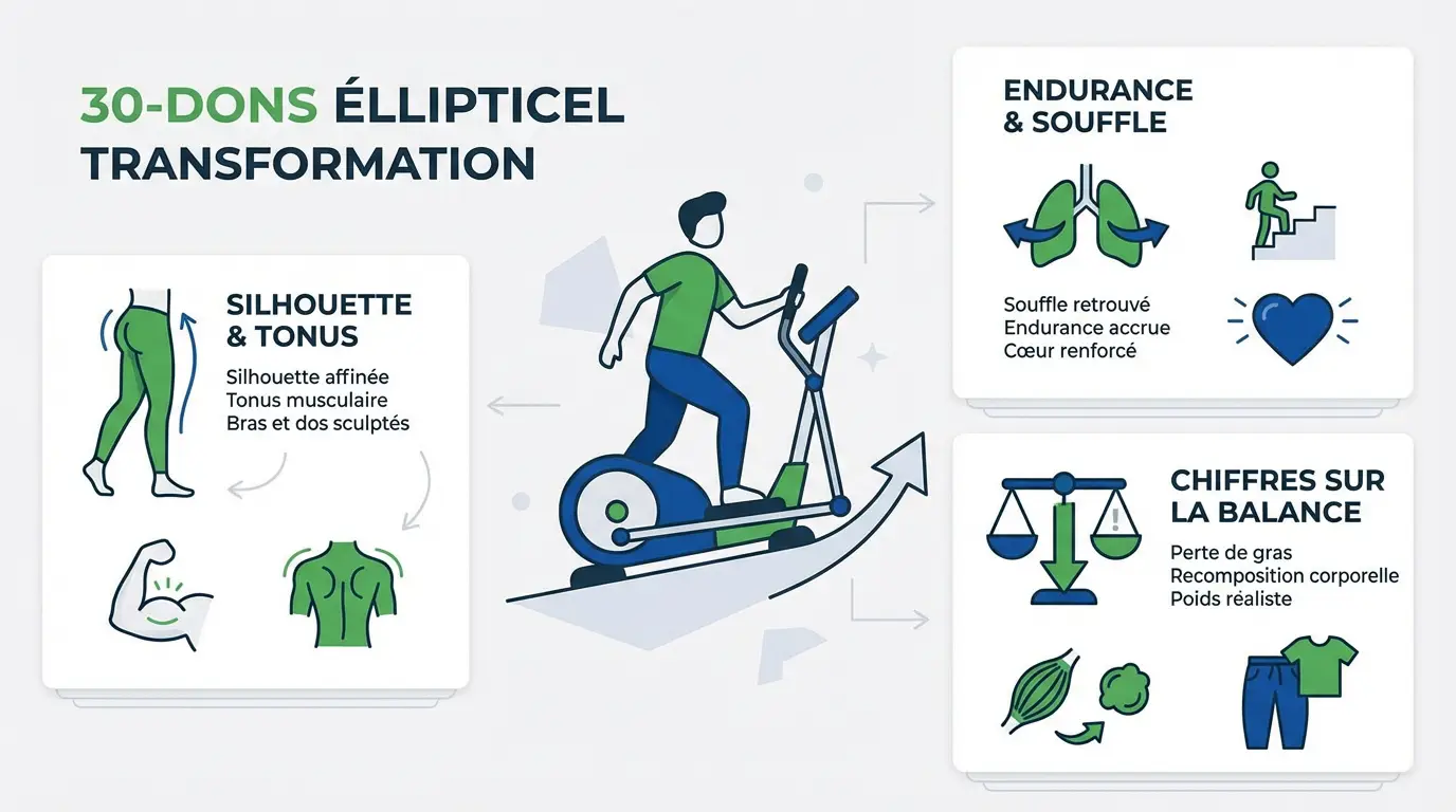 Transformation physique vélo elliptique avant/après 1 mois