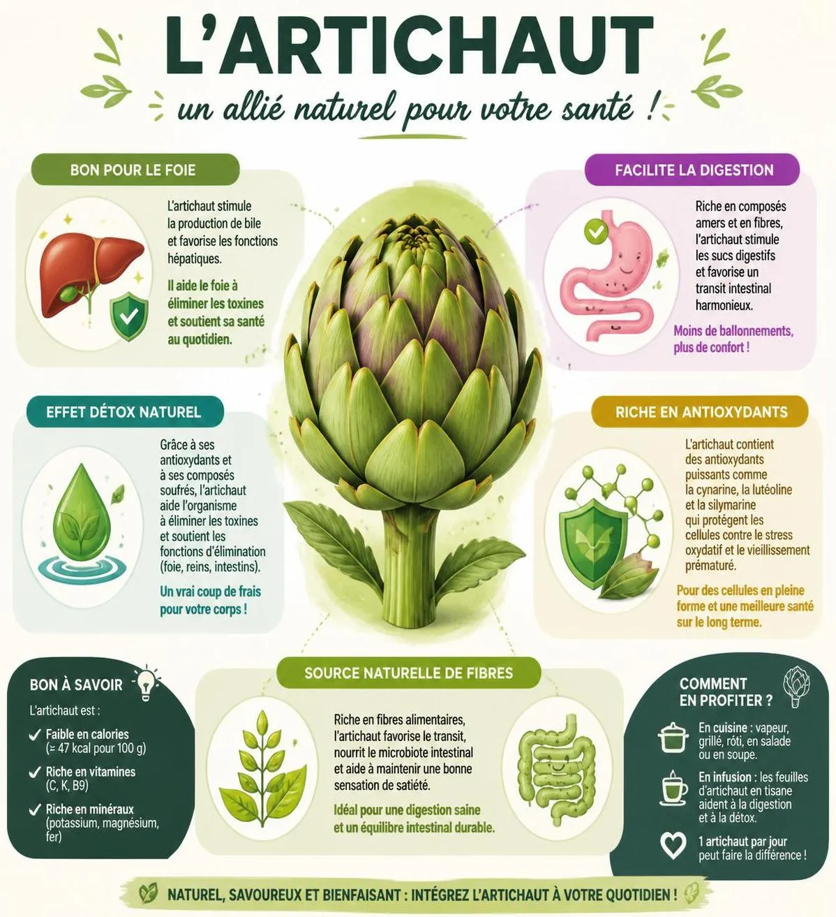 découvrez les bienfaits santé de l'artichaut, ses propriétés détoxifiantes et nos conseils pour bien l'intégrer à votre alimentation en 2026.