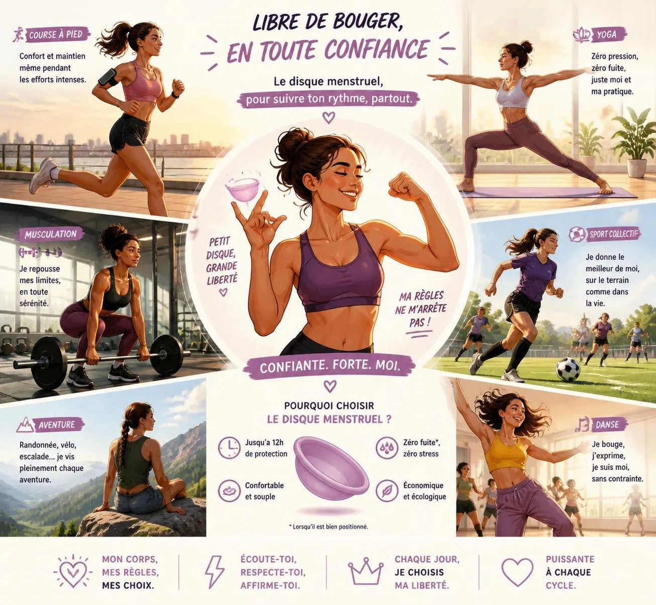 dĂ©couvrez comment le disque menstruel vous permet de pratiquer votre activitĂ© sportive confortablement, sans gĂȘne ni interruption, pour un entraĂźnement en toute libertĂ©.