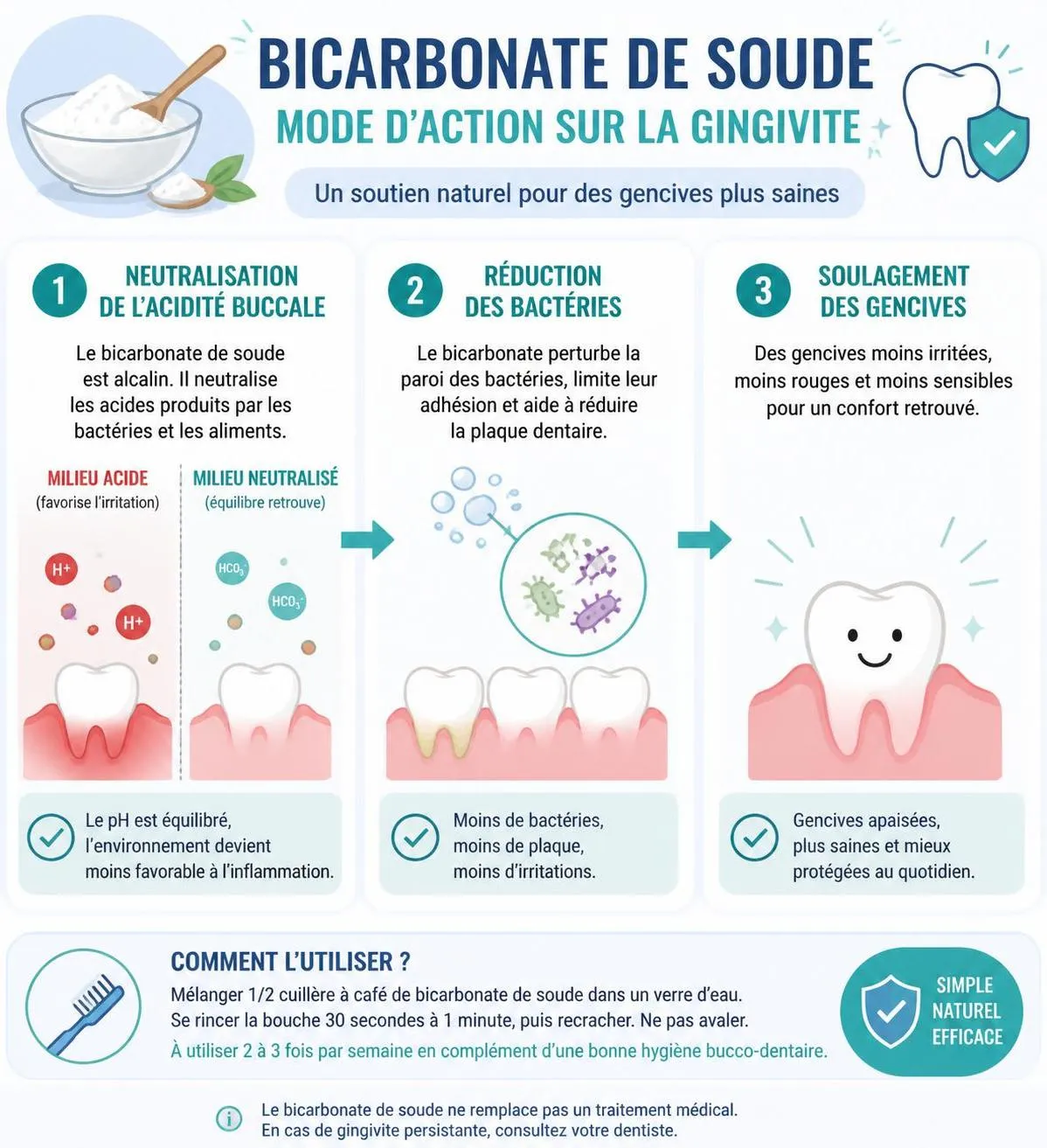 découvrez comment soulager et traiter naturellement la gingivite grâce aux propriétés efficaces du bicarbonate de soude pour des gencives saines.