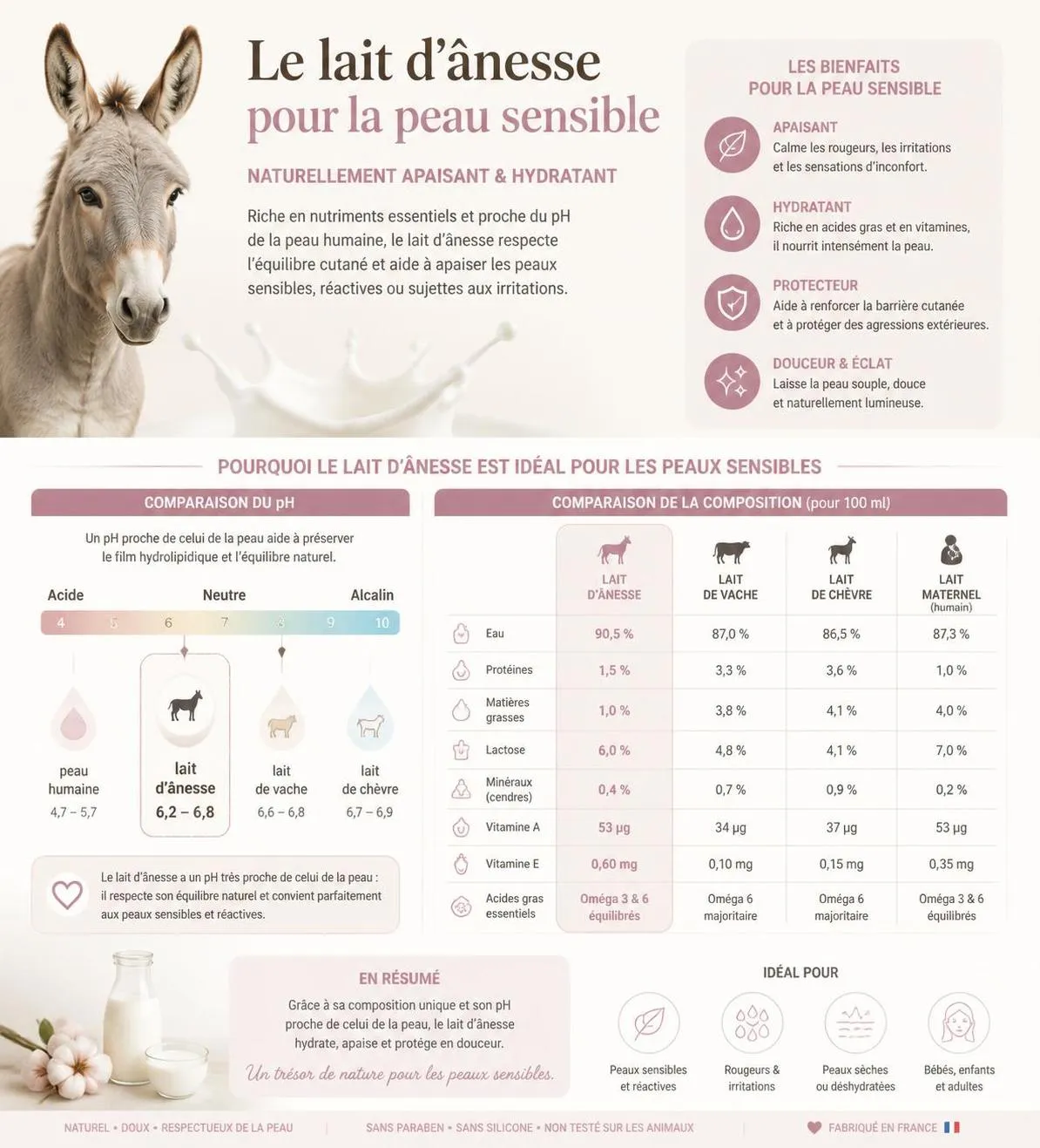 découvrez les bienfaits du lait d’ânesse, un secret naturel pour nourrir votre peau en profondeur et renforcer votre santé grâce à ses propriétés uniques.