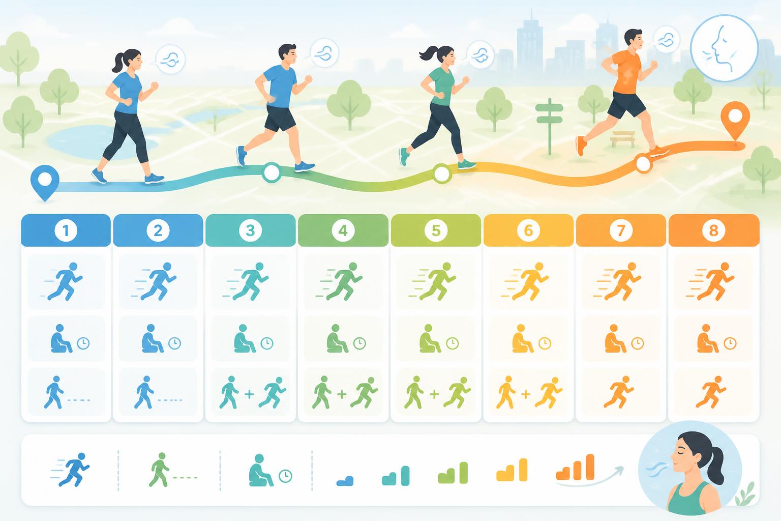 Running dĂ©butant : plan 8 semaines pour courir 5 km sans s’essouffler dĂ©couvrez un plan d'entraĂźnement sur 8 semaines spĂ©cialement conçu pour les dĂ©butants en running afin de courir 5 km sans s'essouffler et progresser en douceur.