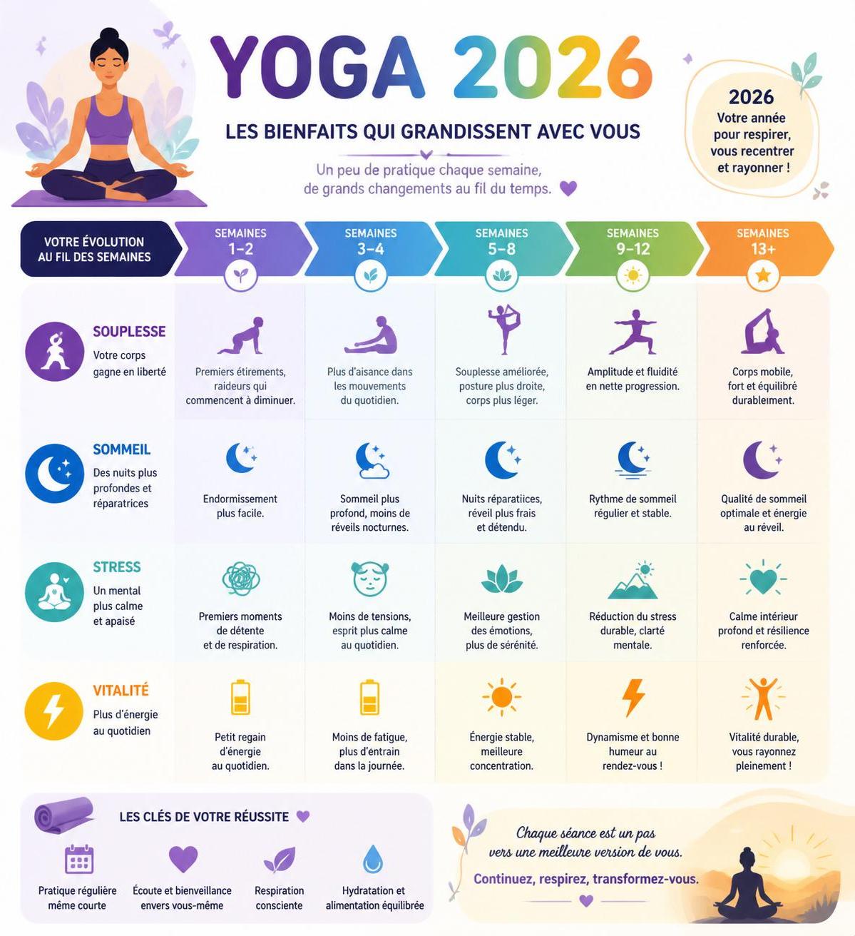 découvrez notre guide yoga débutant 2026 : postures essentielles, bienfaits pour le corps et l'esprit, et un programme hebdomadaire complet pour progresser en douceur.