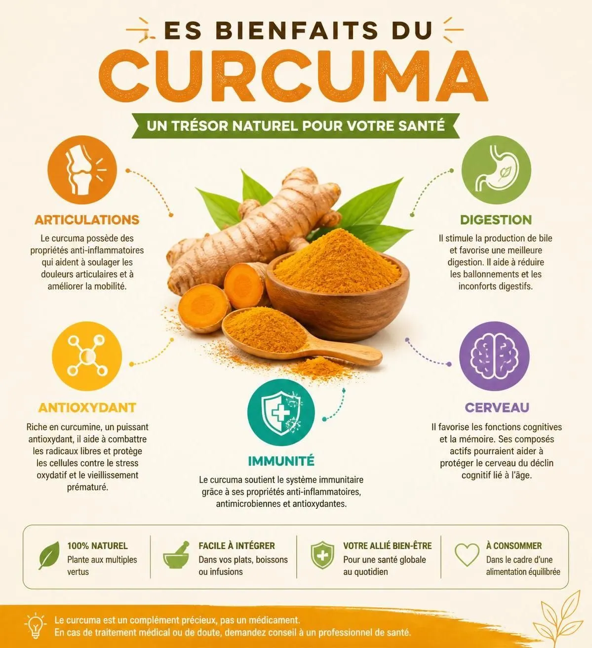 découvrez les bienfaits anti-inflammatoires du curcuma, son dosage recommandé et des recettes santé faciles à intégrer dans votre quotidien pour améliorer votre bien-être.
