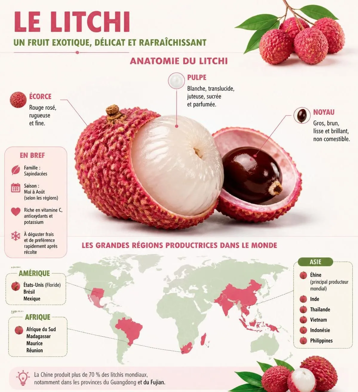 découvrez les 6 bienfaits du litchi pour la santé, ses valeurs nutritives essentielles et les précautions à connaßtre pour une consommation optimale.