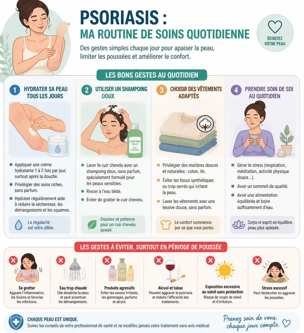 découvrez les traitements innovants du psoriasis en 2026 et nos conseils pratiques pour apaiser les poussées et améliorer votre qualité de vie.