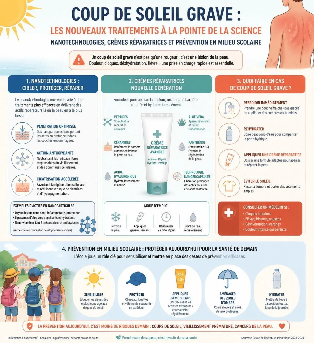 découvrez comment traiter un coup de soleil sévère avec des méthodes naturelles et médicales, et apprenez quand il est essentiel de consulter aux urgences pour éviter les complications.
