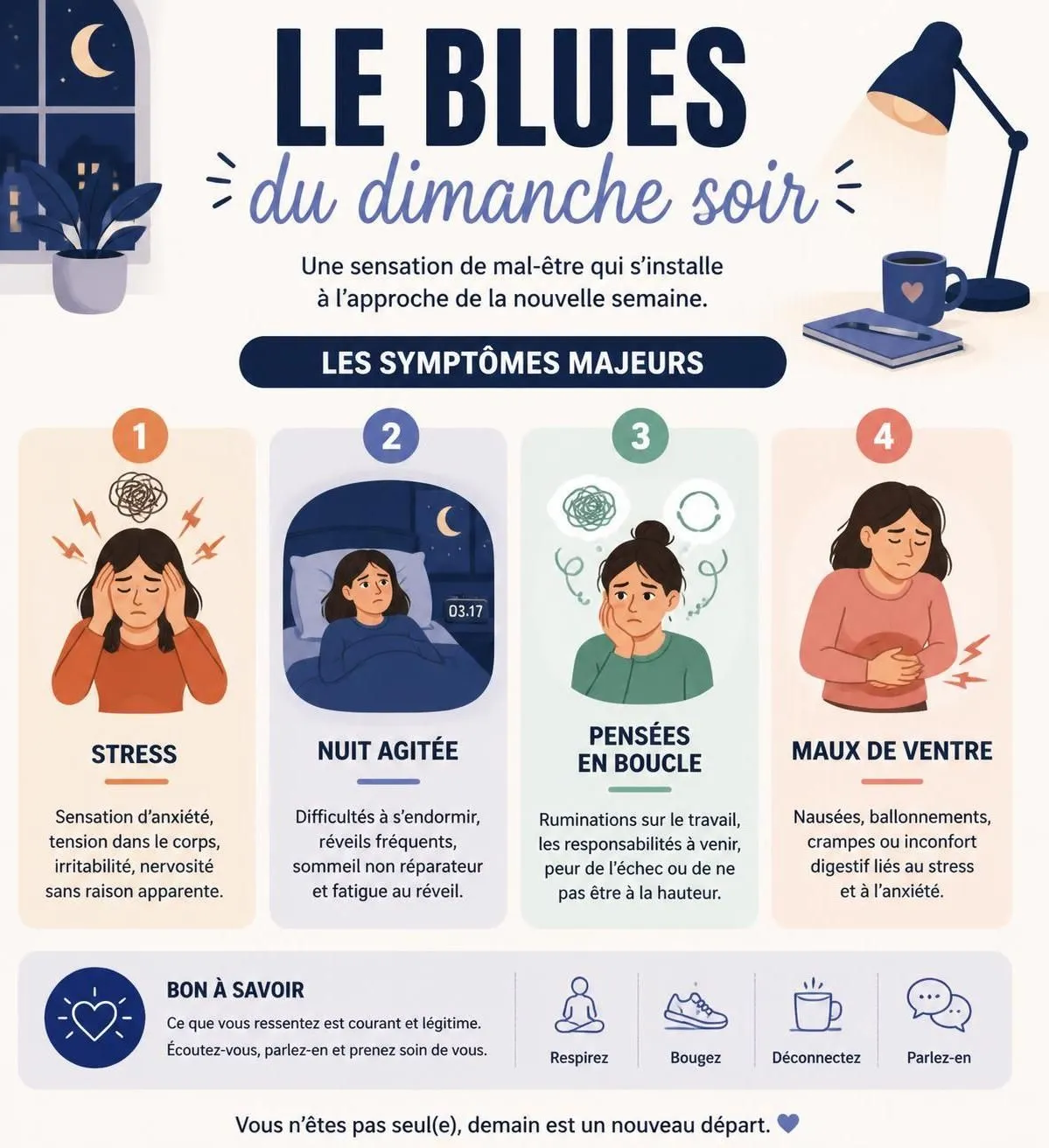 découvrez les raisons de l'anxiété du dimanche soir et apprenez des techniques efficaces pour la gérer et retrouver sérénité avant la semaine.