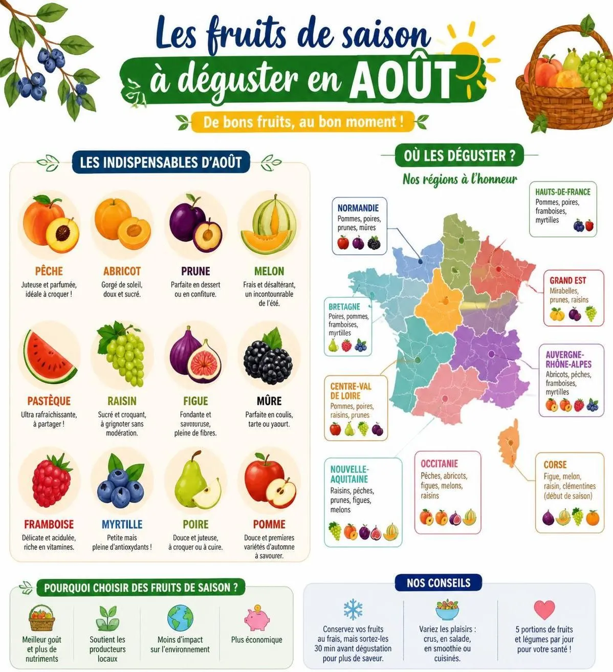 découvrez les fruits de saison en août et profitez au maximum de leurs bienfaits nutritifs pour une alimentation saine et savoureuse.