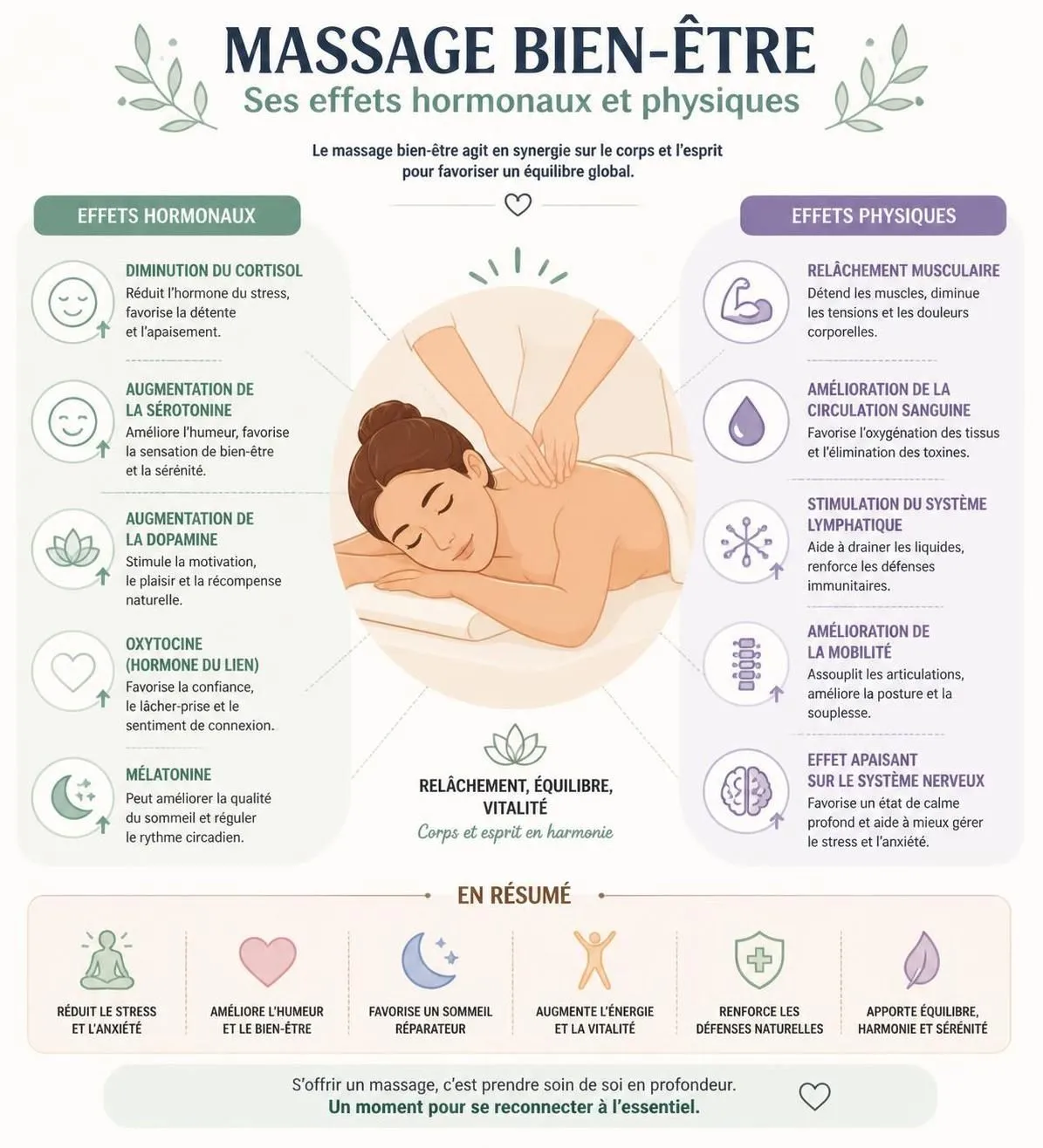 dĂ©couvrez les diffĂ©rents types de massage bien-ĂȘtre, leurs bienfaits pour le corps et l'esprit, et comment choisir celui qui correspond le mieux Ă vos besoins pour une dĂ©tente optimale.